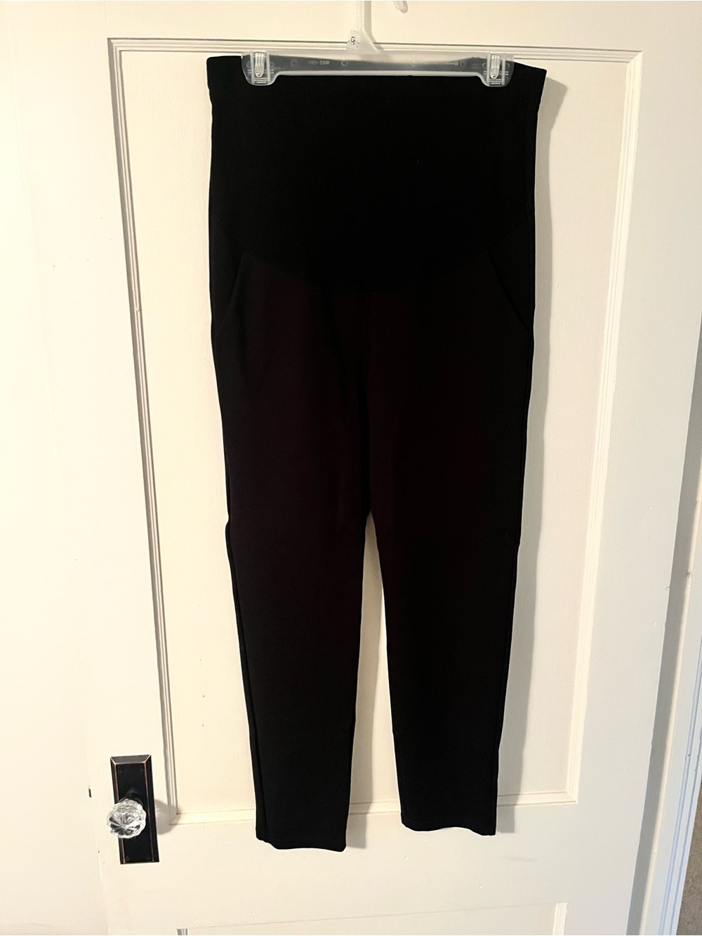 Stretch Maternity Leggings with Supportive Panel - Black